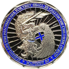 Load image into Gallery viewer, Saint Michael Police Prayer Challenge Coin Thin Blue Line St. Michael Protect Us LAPD NYPD Chicago Miami CBP FBI DEA ATF EL3-022