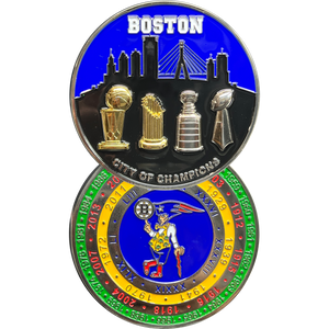 Boston Police MSP Massachusetts State Police Stadium Detail City of Champions Challenge Coin BPD parade EL6-022