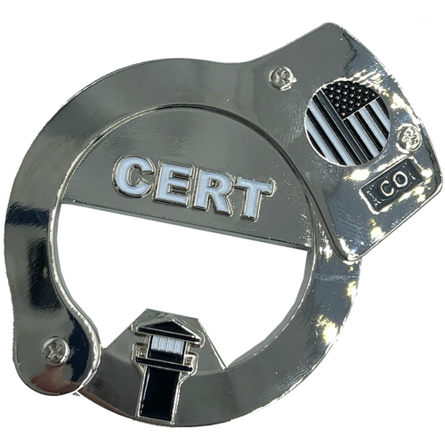 CERT Thin Gray Line HANDCUFFs Challenge Coin Bottle Opener Beard Gang Skull Corrections Correctional Officer BL4-011 - www.ChallengeCoinCreations.com