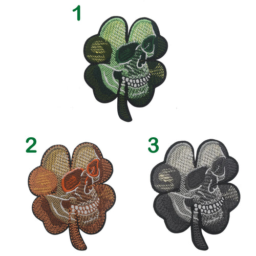 4 Leaf Clover Skull Lucky Irish St paddy Patricks Day Hook and Loop Morale Patch FREE USA SHIPPING SHIPS FROM USA PAT-593 594 595