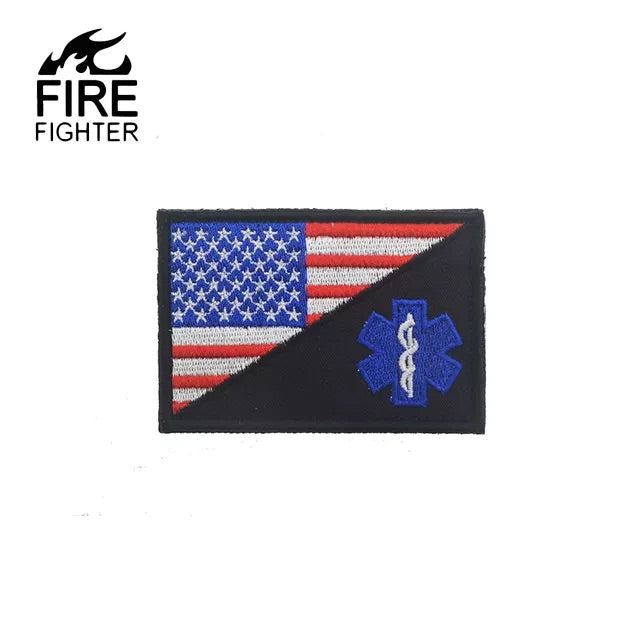 Combat Medic EMT RESCUE USA FLAG Hook and Loop Morale  Patch Army Navy USMC Air Force LEO FREE USA SHIPPING SHIPS FROM USA V00575-1/2/3 PAT-70/71/72