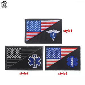 Combat Medic EMT RESCUE USA FLAG Hook and Loop Morale  Patch Army Navy USMC Air Force LEO FREE USA SHIPPING SHIPS FROM USA V00575-1/2/3 PAT-70/71/72