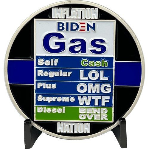 Thin Blue Line Funny inflation Sleepy Joe Bare Shelf Biden Gas parody Challenge Coin MAGA Donald Trump 2024 gift GL3-010