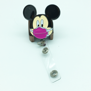 Mickey Mouse Covid19 Mask Retractable  ID Card Holder  Reel Disney Inspired ID-002 - www.ChallengeCoinCreations.com