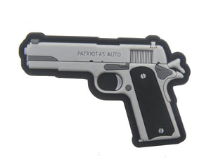 Black Grip 3D .45 Caliber Handgun PVC Hook and Loop Morale Patch FREE USA SHIPPING SHIPS FROM USA PAT-453