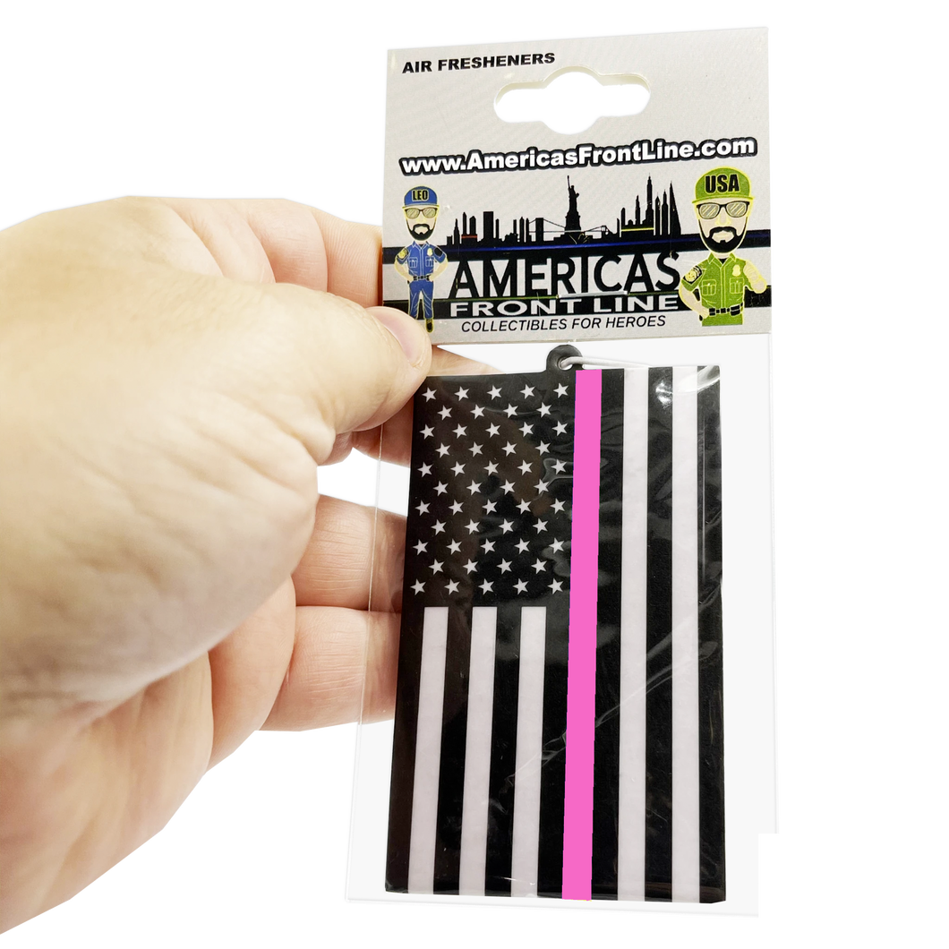 Thin Pink Line Police Flag Air Freshener Car Home Office Breast Cancer Awareness DL13-013