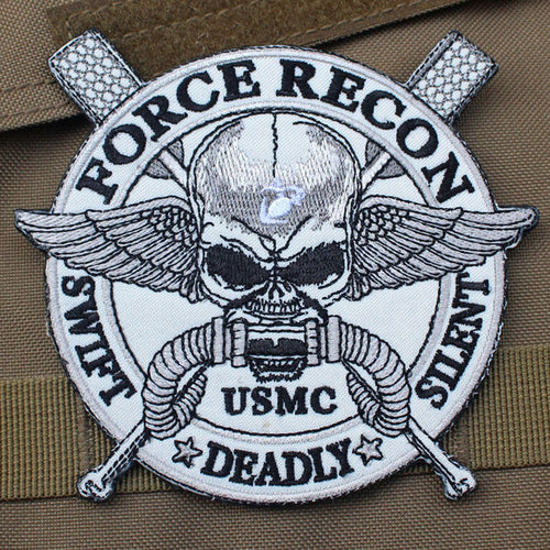 Force Recon USMC Skull Hook and Loop Tactical Morale Patch FREE USA SHIPPING SHIPS FROM USA PAT-671