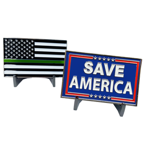 Save America Thin Green Line American Flag Challenge Coin Border Patrol Sheriff Police Trump MAGA DeSantis GL4-016