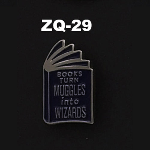 ZQ-29 Books Turn Muggles Into Wizards Enamel Pin FREE USA Shipping - www.ChallengeCoinCreations.com